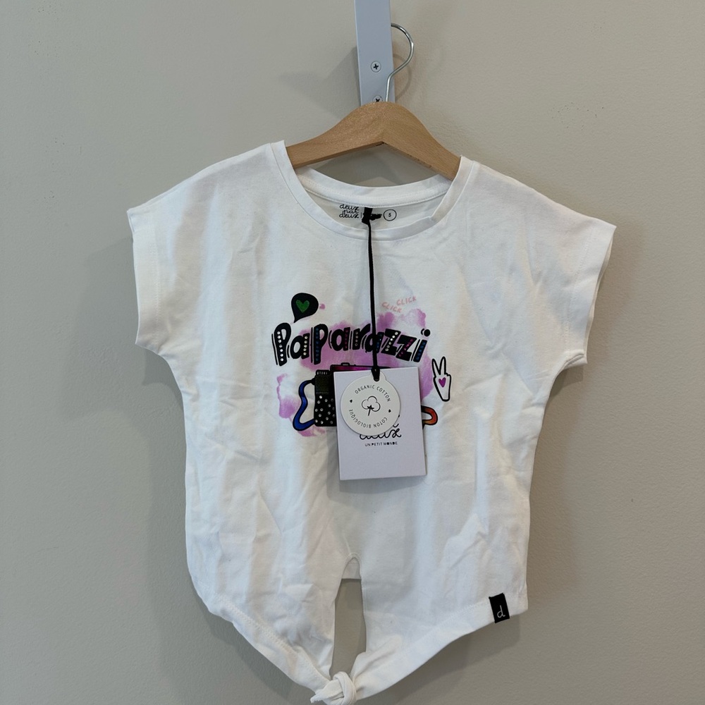 New! Deux par Deux White Tee with Colorful Graphic size 5T